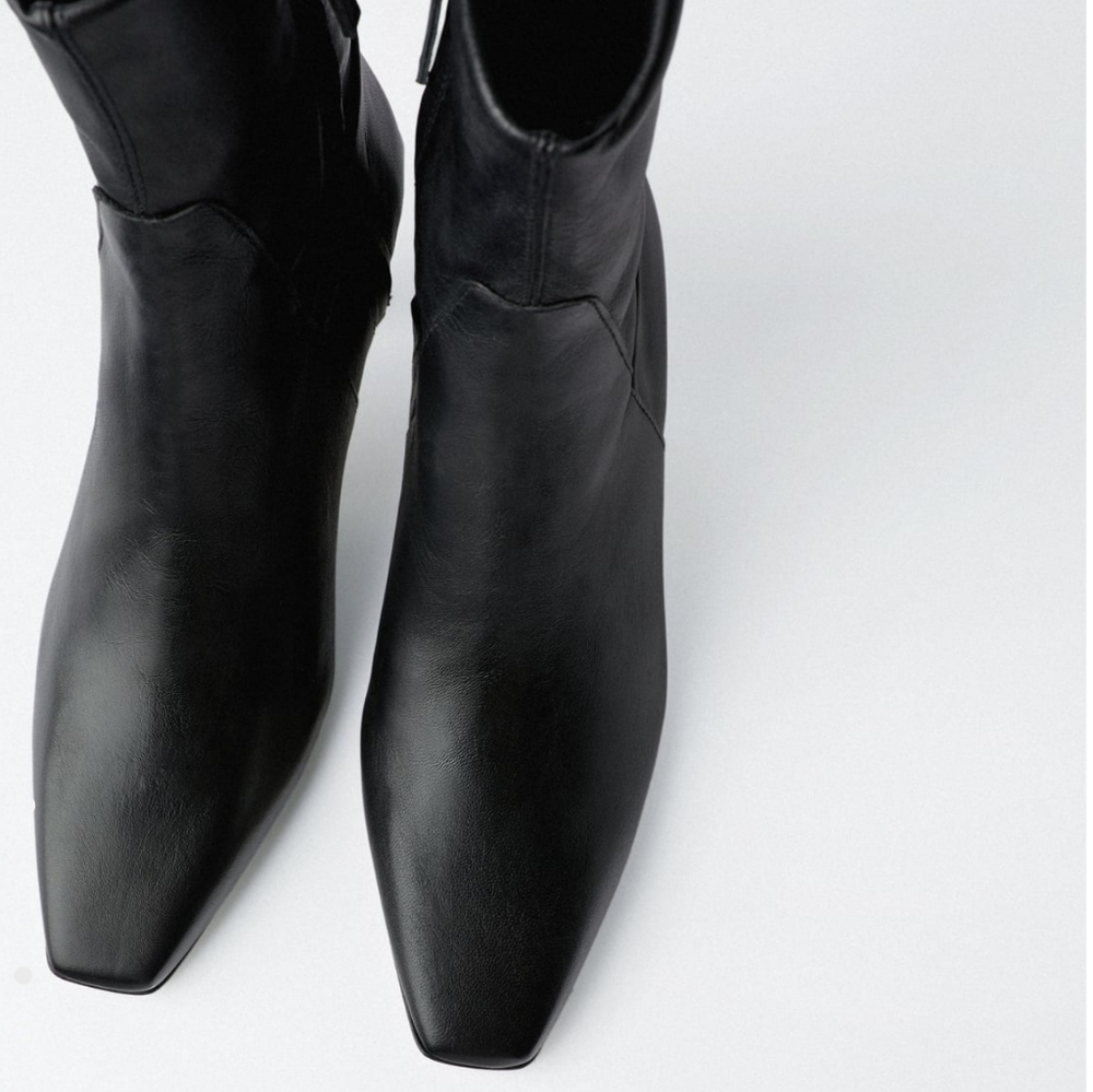 NWT Leather Square Toe Ankle Boots